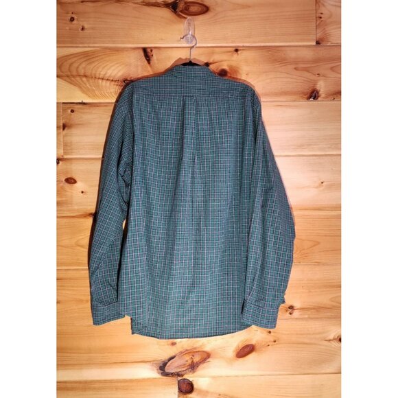 Ralph Lauren Non Iron Men's Size XL 17.5 Green Plaid Long Sleeve Casual Shirt - Picture 4 of 7